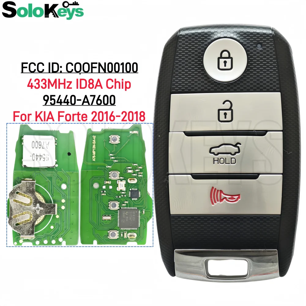 SOLOKEYS 95440-A7600 FCC ID:CQOFN00100 For KIA Forte 2016-2018 Original Smart Remote Control Key 433MHz ID8AChip
SOLOKEYS 95440-A7600 FCC ID:CQOFN00100 For KIA Forte 2016-2018 Original Smart Remote Control Key 433MHz ID8AChip