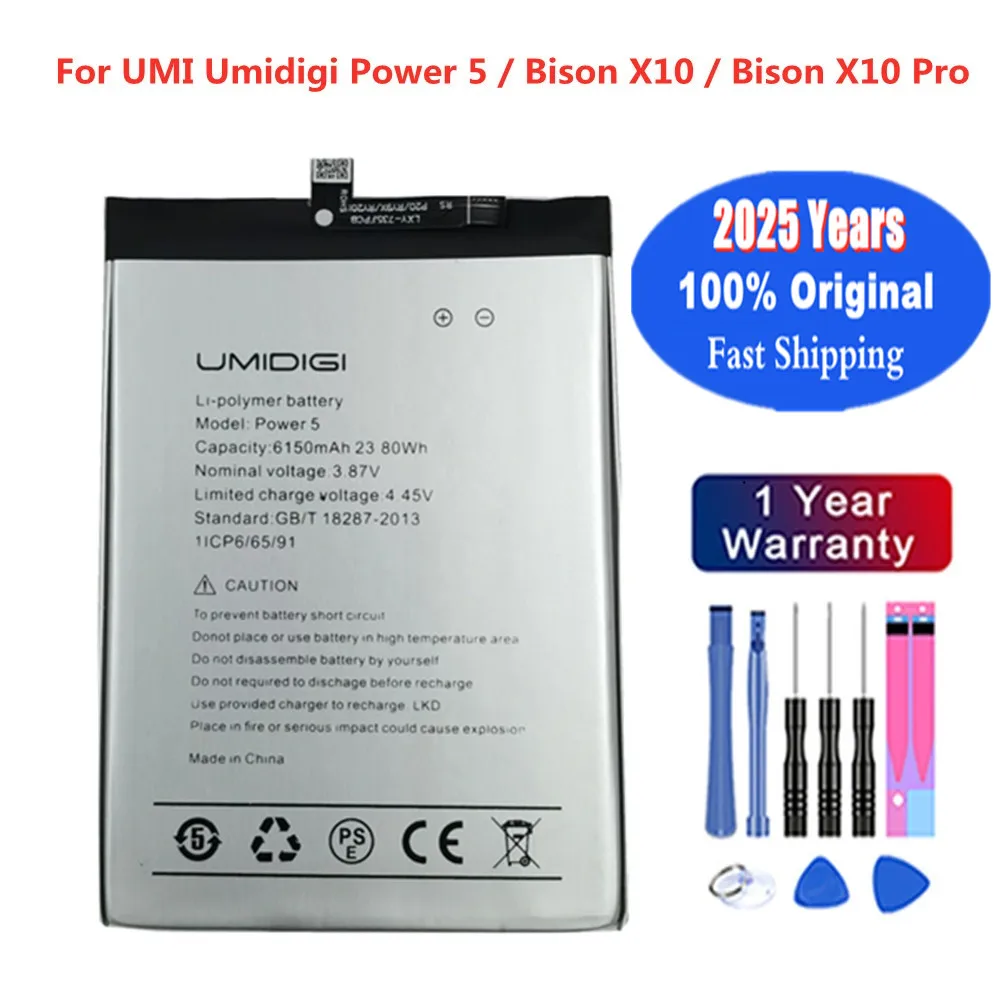 2025 Years New Original Battery Power5 For UMI Umidigi Power 5 Bison X10 Pro Phone Batteries Bateria 6150mAh + Tools
2025 Years New Original Battery Power5 For UMI Umidigi Power 5 Bison X10 Pro Phone Batteries Bateria 6150mAh + Tools
