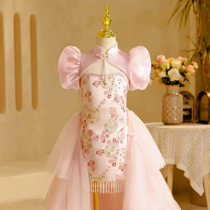 High-End Cheongsam Girls Trailing Dress Pearls Design Kids Catwalk Perform Wedding Birthdays Party Evening Gown Vestidos A3482
High-End Cheongsam Girls Trailing Dress Pearls Design Kids Catwalk Perform Wedding Birthdays Party Evening Gown Vestidos A3482