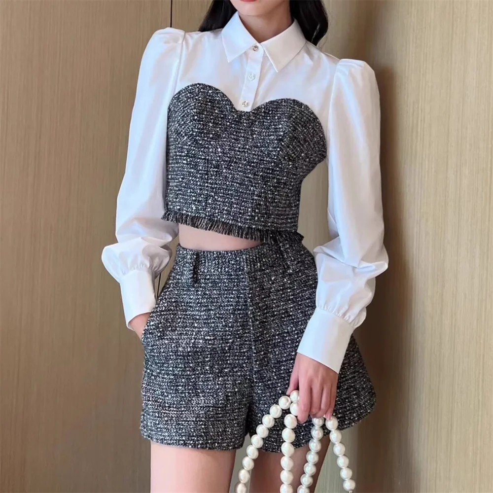 PB&ZA 2024 Spring New Women's Fashion and Elegance Versatile Woolen Spliced Shirt High Waist Short Set
PB&ZA 2024 Spring New Women's Fashion and Elegance Versatile Woolen Spliced Shirt High Waist Short Set