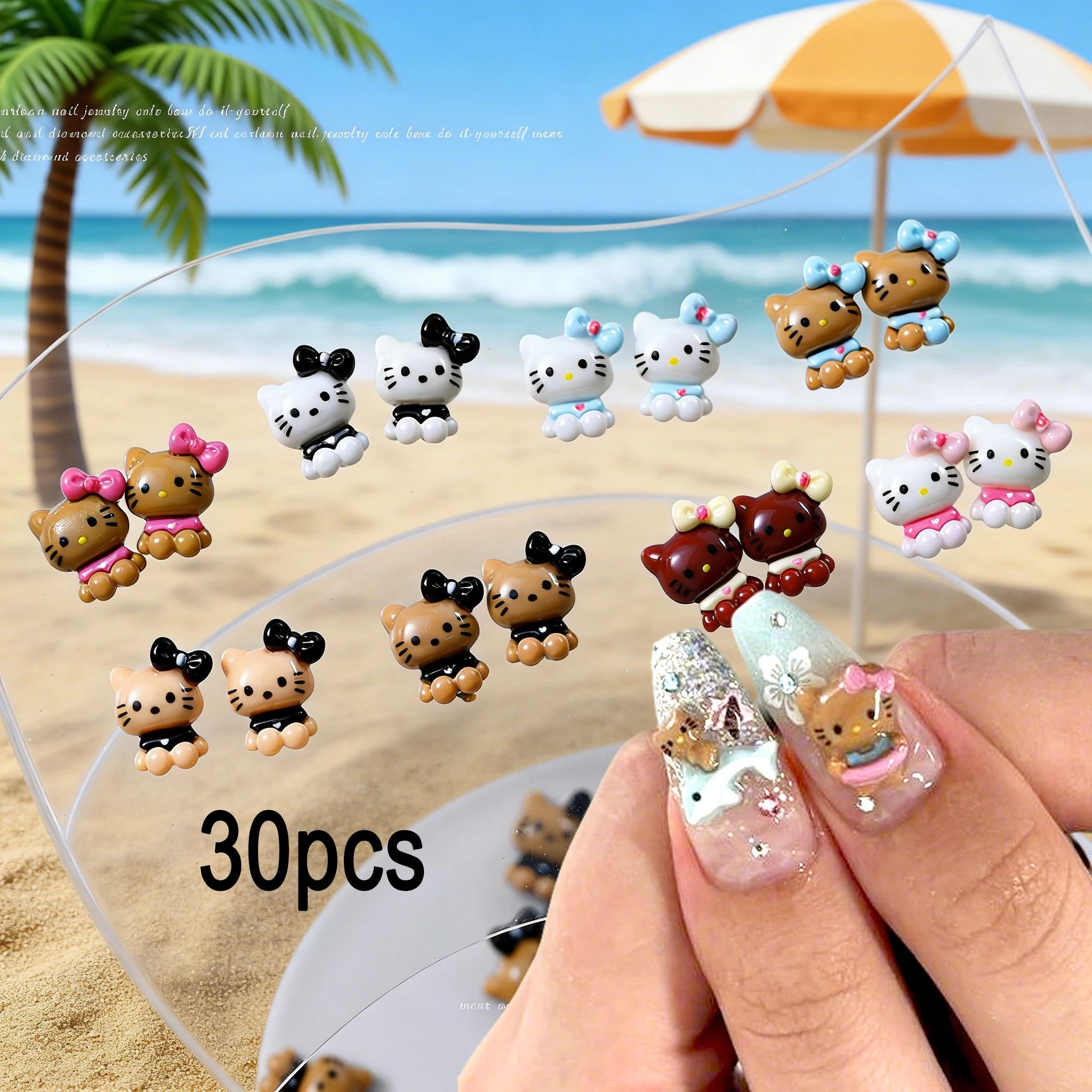 30Pcs 3D Tanning Hello Kitty Nail Art Charms Cute Big Bow Hawaii Kitty Nail Decoration For Y2K Girls Summer Black Skin Nail Deco
30Pcs 3D Tanning Hello Kitty Nail Art Charms Cute Big Bow Hawaii Kitty Nail Decoration For Y2K Girls Summer Black Skin Nail Deco