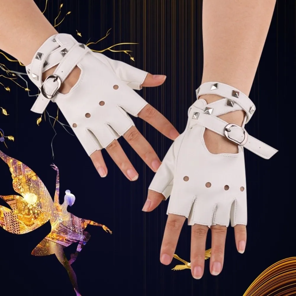 Punk Rivets Belt Wrist Gloves Anti-Slip Cool Half Finger Gloves Breathable Gothic Fingerless Mittens Disco Dancing
Punk Rivets Belt Wrist Gloves Anti-Slip Cool Half Finger Gloves Breathable Gothic Fingerless Mittens Disco Dancing