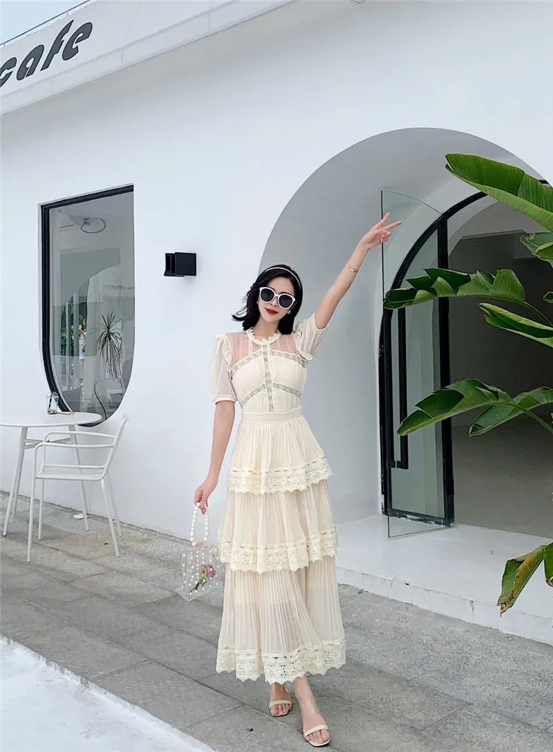 New Fashion Women Summer French Elegant Short Sleeve Cake Dress Lace Hollow Out Sweet Slimming Pleated Dresses
New Fashion Women Summer French Elegant Short Sleeve Cake Dress Lace Hollow Out Sweet Slimming Pleated Dresses
