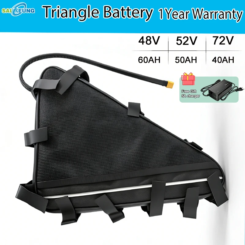 48V50ah 60AH Triangle Ebike Battery 52v72V 40AH 30 45ah Battery Electric Lithinum ion Battery for bafang 3000W 2000W 1000W Motor
48V50ah 60AH Triangle Ebike Battery 52v72V 40AH 30 45ah Battery Electric Lithinum ion Battery for bafang 3000W 2000W 1000W Motor