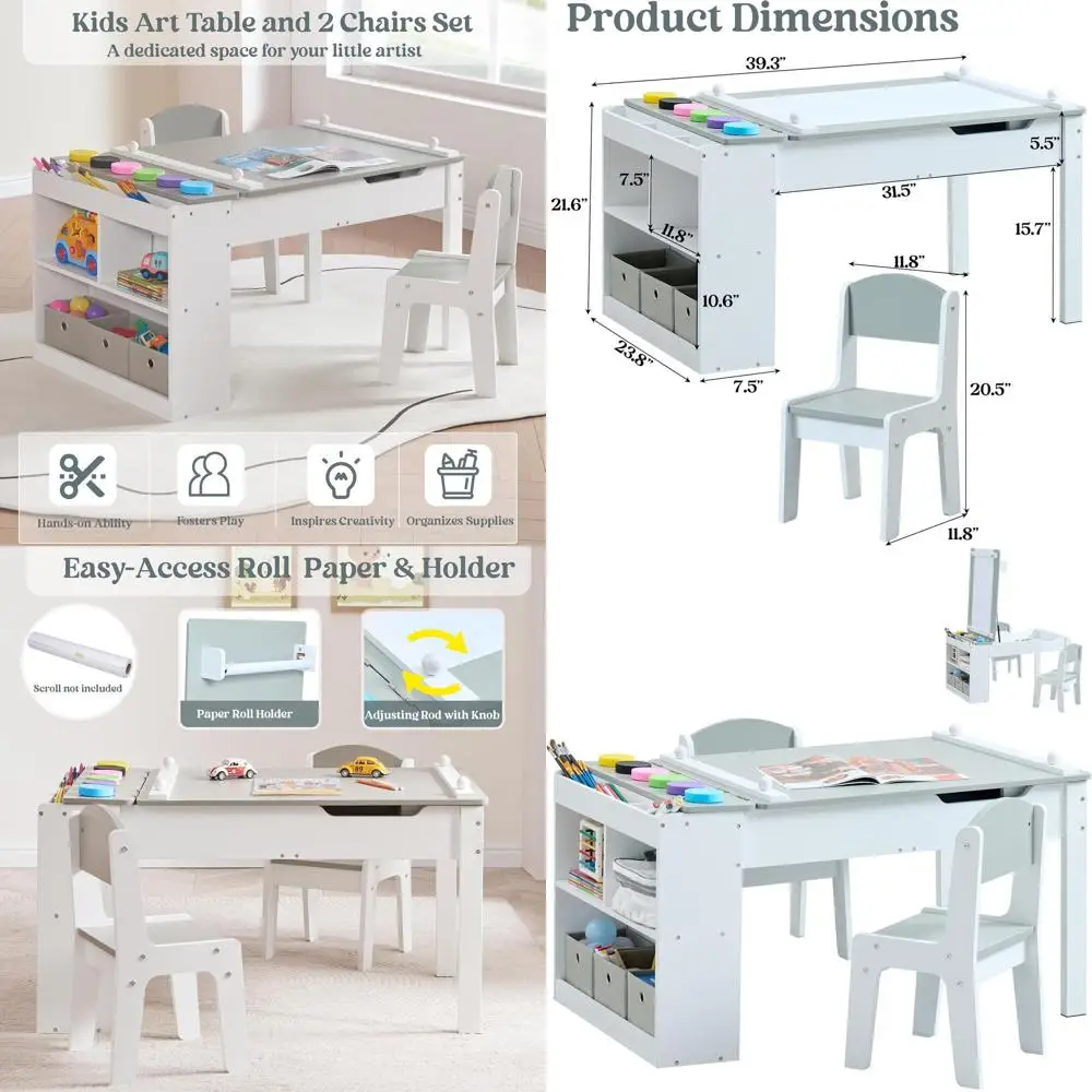 3-in-1 Art Easel, Craft Desk, and Coloring Table with Storage Bins, Paint Cups, and Paper Roll Holder for Kids
3-in-1 Art Easel, Craft Desk, and Coloring Table with Storage Bins, Paint Cups, and Paper Roll Holder for Kids