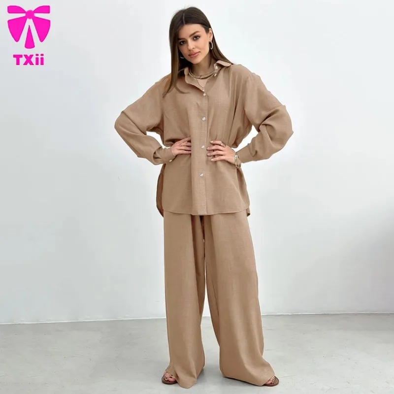 2024 autumn and winter women's solid color oversized long pants set long sleeved cardigan shirt women's two-piece set
2024 autumn and winter women's solid color oversized long pants set long sleeved cardigan shirt women's two-piece set