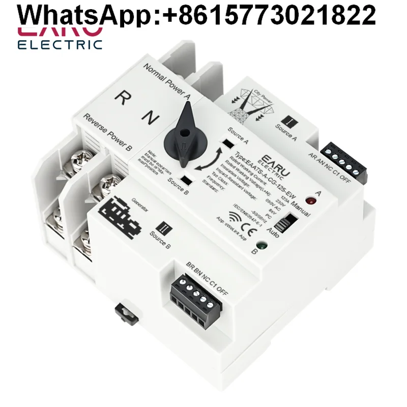 WiFi intelligent control dual power automatic transfer switch: 2P/3P/4P 125A grid-generator
WiFi intelligent control dual power automatic transfer switch: 2P/3P/4P 125A grid-generator