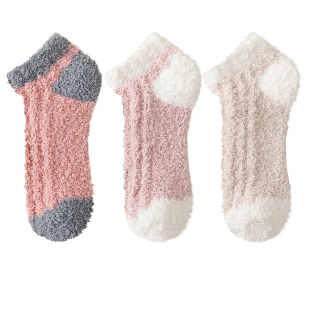 3Pairs Solid Color Thickened Coral Fleece Socks Patchwork Winter Floor Socks Simple Sleeping Warm Boat Socks Women Autumn
3Pairs Solid Color Thickened Coral Fleece Socks Patchwork Winter Floor Socks Simple Sleeping Warm Boat Socks Women Autumn