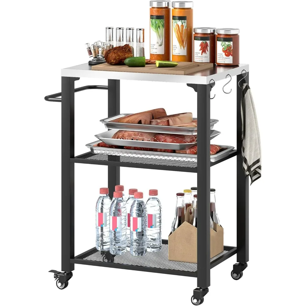 Outdoor Grill Cart with Stainless Steel Tabletop, 22" x 16.1" Multifunctional Pizza Oven Table with Hooks, Side Handle
Outdoor Grill Cart with Stainless Steel Tabletop, 22" x 16.1" Multifunctional Pizza Oven Table with Hooks, Side Handle