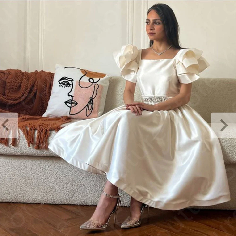 Customized New Lovely Prom Gowns Ivory Short Evening Dresses Arabic 2025 Puff Sleeve Birthday Party Dress Tea Length Beaded Belt
Customized New Lovely Prom Gowns Ivory Short Evening Dresses Arabic 2025 Puff Sleeve Birthday Party Dress Tea Length Beaded Belt