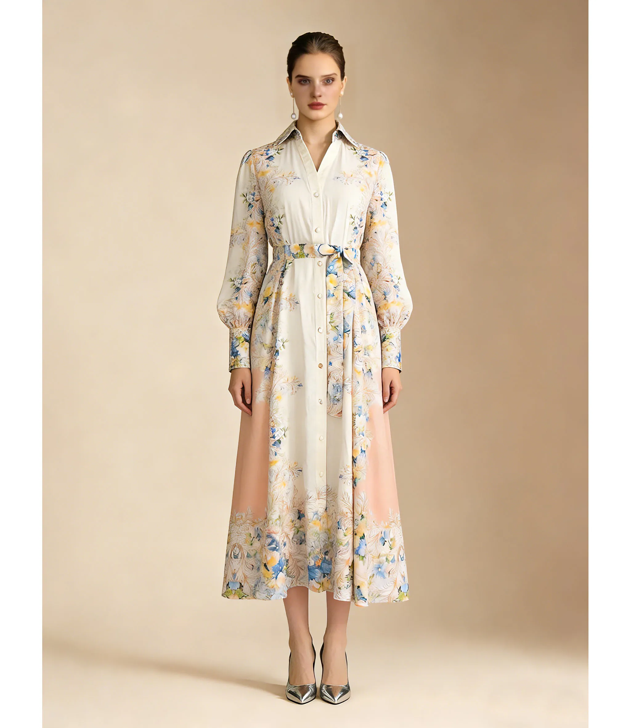 Spring Bohemian Maxi Dress for Women Holiday Floral Print Long Puff Sleeve V-Neck Bandage Lace-Up Robe Style
Spring Bohemian Maxi Dress for Women Holiday Floral Print Long Puff Sleeve V-Neck Bandage Lace-Up Robe Style