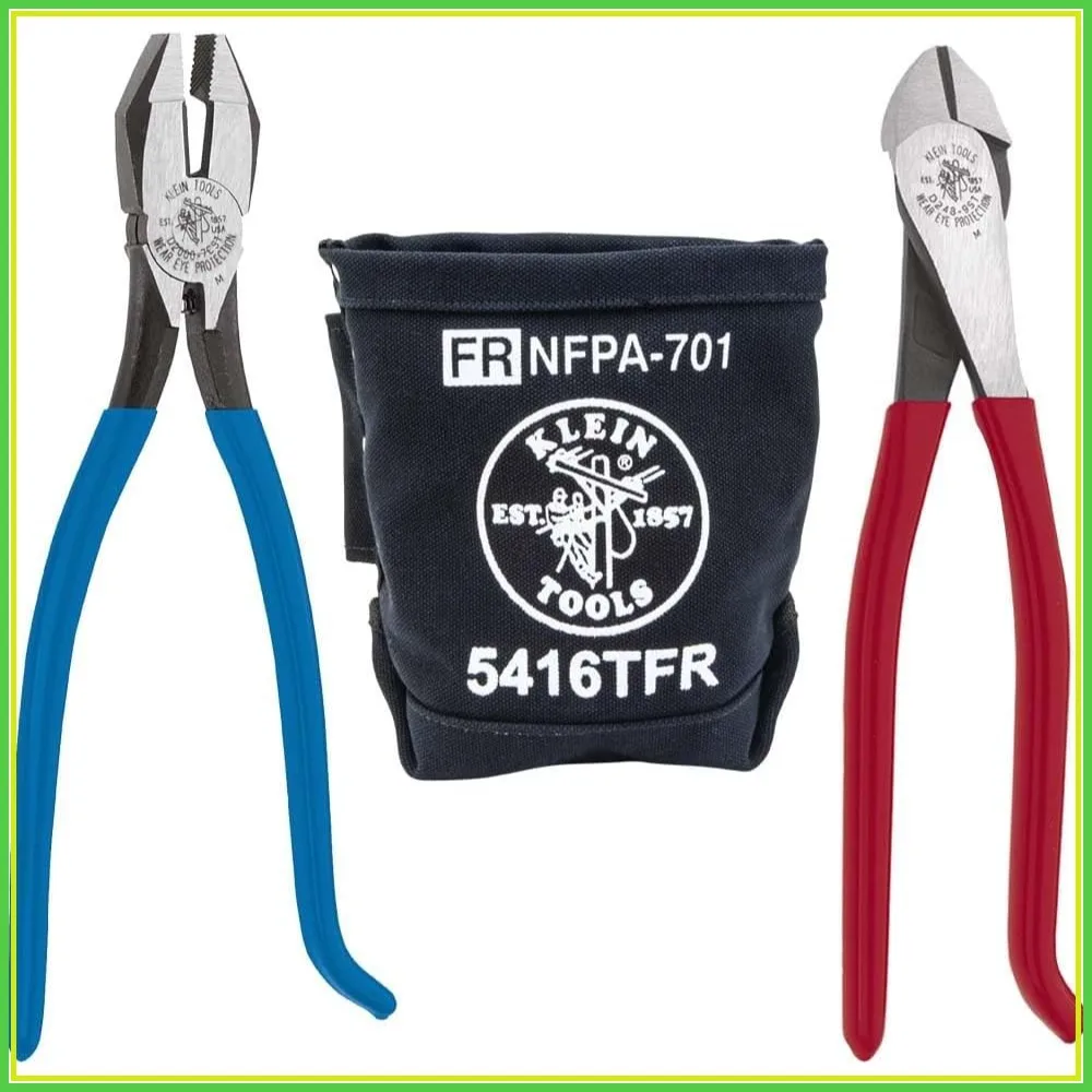 3-Piece Pliers Kit with Ironworker's Diagonal Cutting Pliers, Heavy Duty Side Cutters, and Flame Resistant Canvas Tool Bag
3-Piece Pliers Kit with Ironworker's Diagonal Cutting Pliers, Heavy Duty Side Cutters, and Flame Resistant Canvas Tool Bag