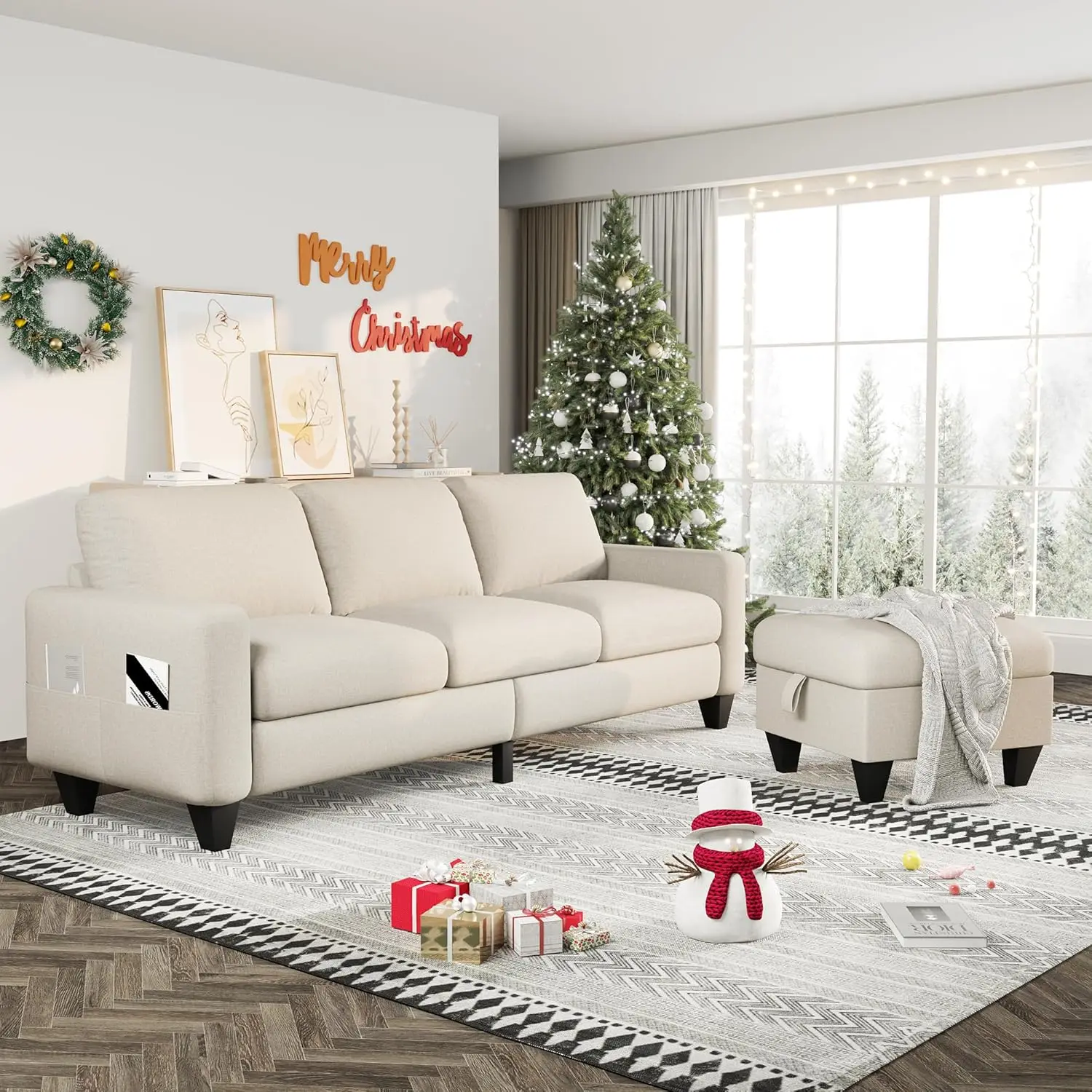 Convertible Sectional Sofa L-Shaped Couch, Beige Couches for Living Room with Reversible Chaise, 3-Seat Modern Linen Sectional C
Convertible Sectional Sofa L-Shaped Couch, Beige Couches for Living Room with Reversible Chaise, 3-Seat Modern Linen Sectional C