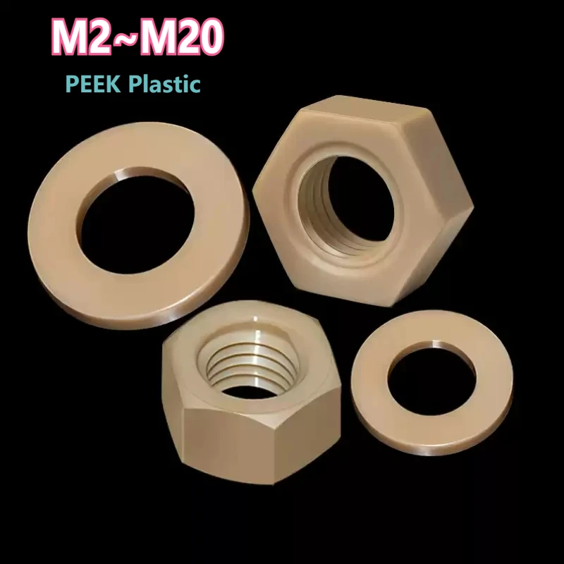 PEEK Nylon Hexagon Nut Plastic Screw Nut Flat Washer Plain Gasket High Strength Insulation M2 M3 M4 M5 M6 M8 M10 M12 M14 M16 M20
PEEK Nylon Hexagon Nut Plastic Screw Nut Flat Washer Plain Gasket High Strength Insulation M2 M3 M4 M5 M6 M8 M10 M12 M14 M16 M20