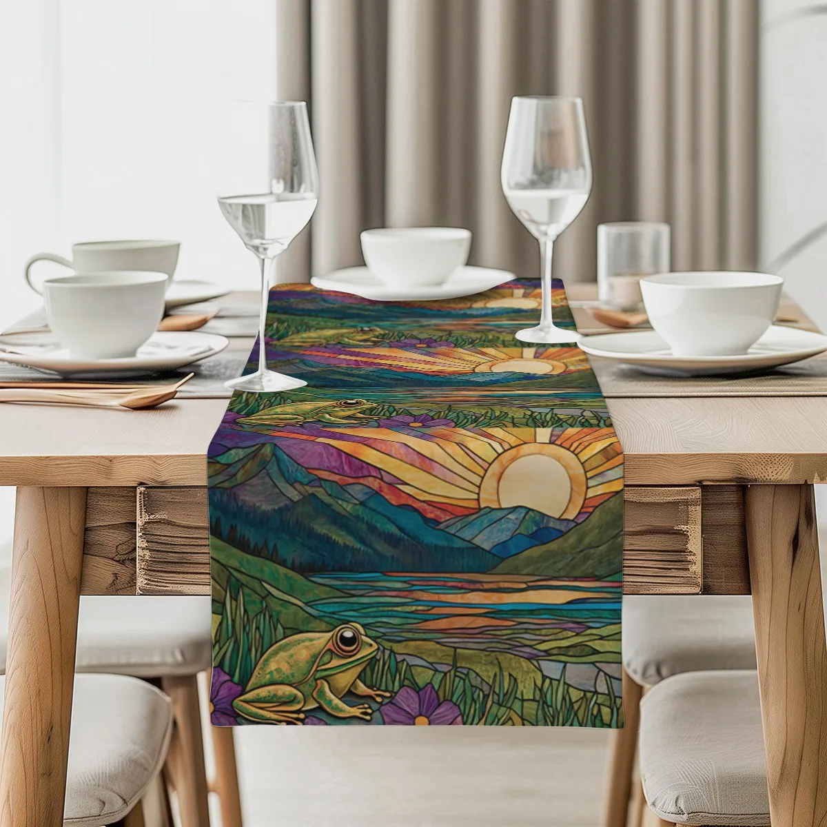 Скатерть с принтом Весенняя лягушка Цветочный витраж Длинная ткань Декор для вечеринки, защита столешницы, шарф для комода, декоративная дорожка
Скатерть с принтом Весенняя лягушка Цветочный витраж Длинная ткань Декор для вечеринки, защита столешницы, шарф для комода, декоративная дорожка
