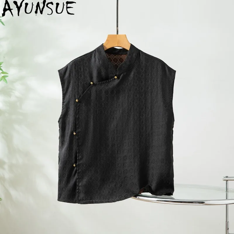 AYUNSUE 100% Silk Women's Tanks Chinese Style Sleeveless Tops for Woman Elegant Black Tanks Top Woman Clothes Summer Ropa Mujer
AYUNSUE 100% Silk Women's Tanks Chinese Style Sleeveless Tops for Woman Elegant Black Tanks Top Woman Clothes Summer Ropa Mujer