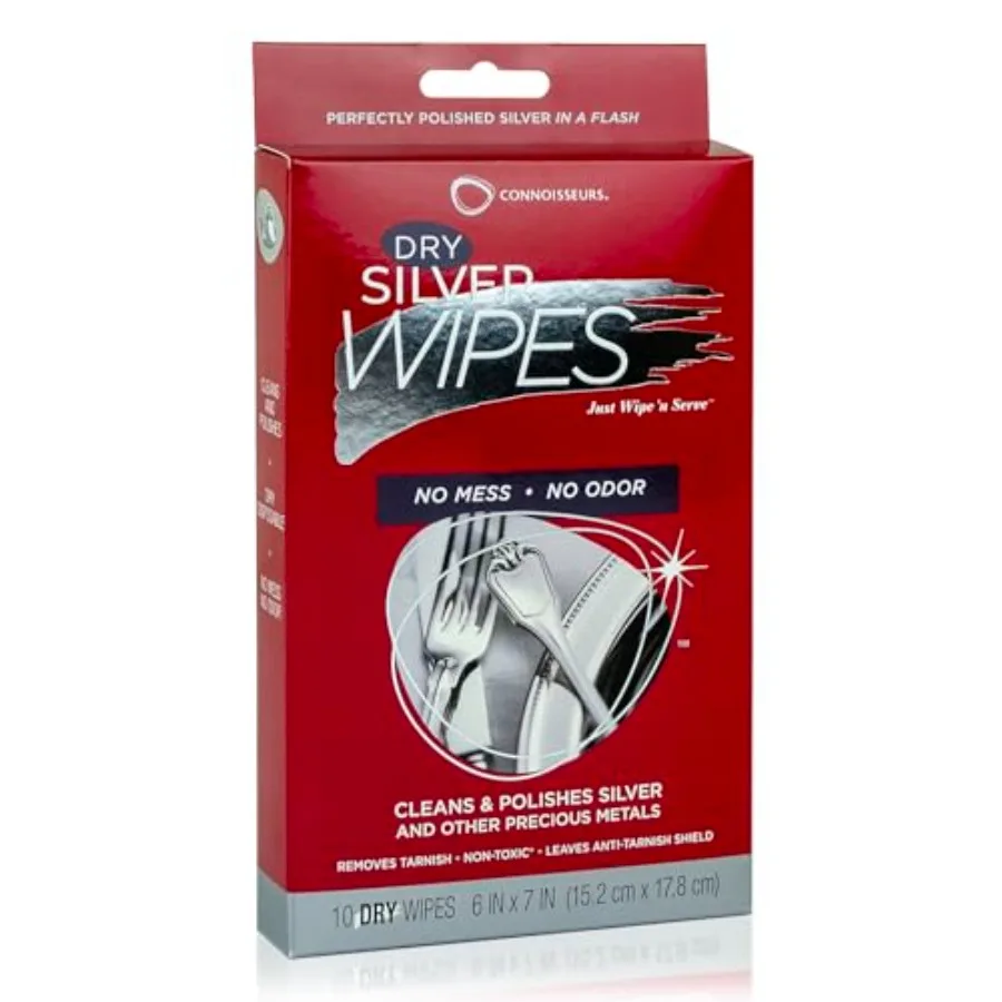 Conisseurs Sier Cleaner Wipes for Sterling Sier Jewelry and Tableware - 10 Pack - Dry and Disposable - Remove and Prevent Tarni
Conisseurs Sier Cleaner Wipes for Sterling Sier Jewelry and Tableware - 10 Pack - Dry and Disposable - Remove and Prevent Tarni
