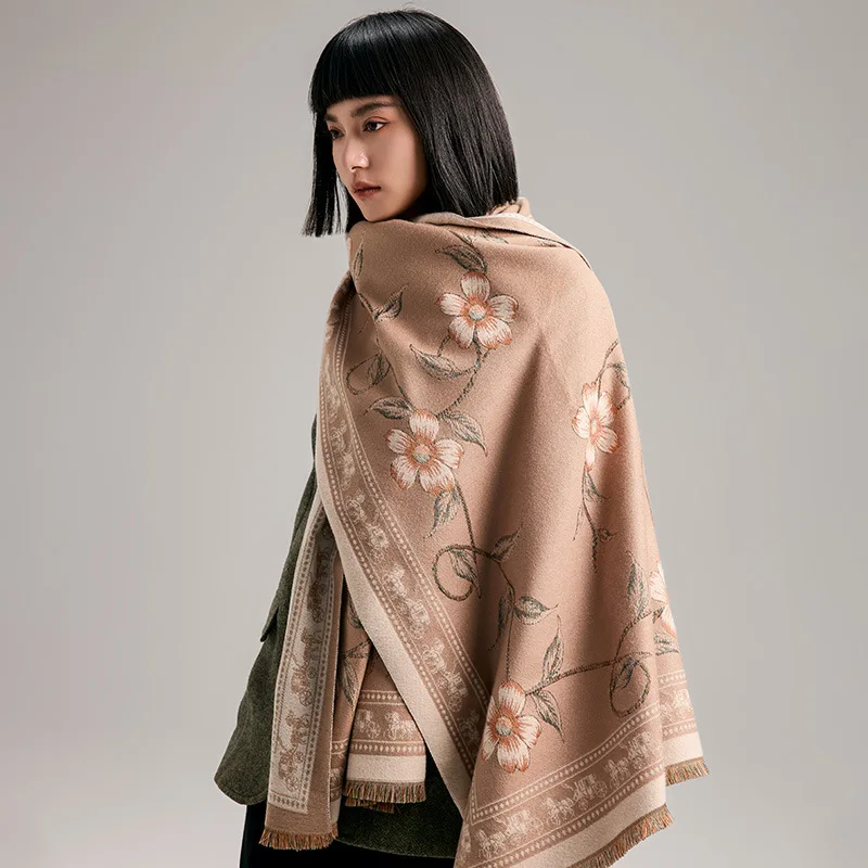 New Winter Scarf Women Floral Print Camellia Vintage Pattern Double Sided Warm Shawl Wrap Fashion Pashmina Accessories for Women
New Winter Scarf Women Floral Print Camellia Vintage Pattern Double Sided Warm Shawl Wrap Fashion Pashmina Accessories for Women