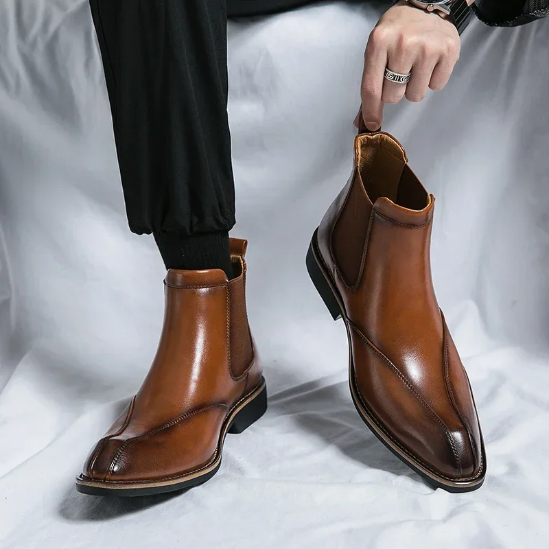 New Brown Chelsea Boots for Men Ankle Business Square Toe Slip-On Mens Boots Size 38-45
New Brown Chelsea Boots for Men Ankle Business Square Toe Slip-On Mens Boots Size 38-45