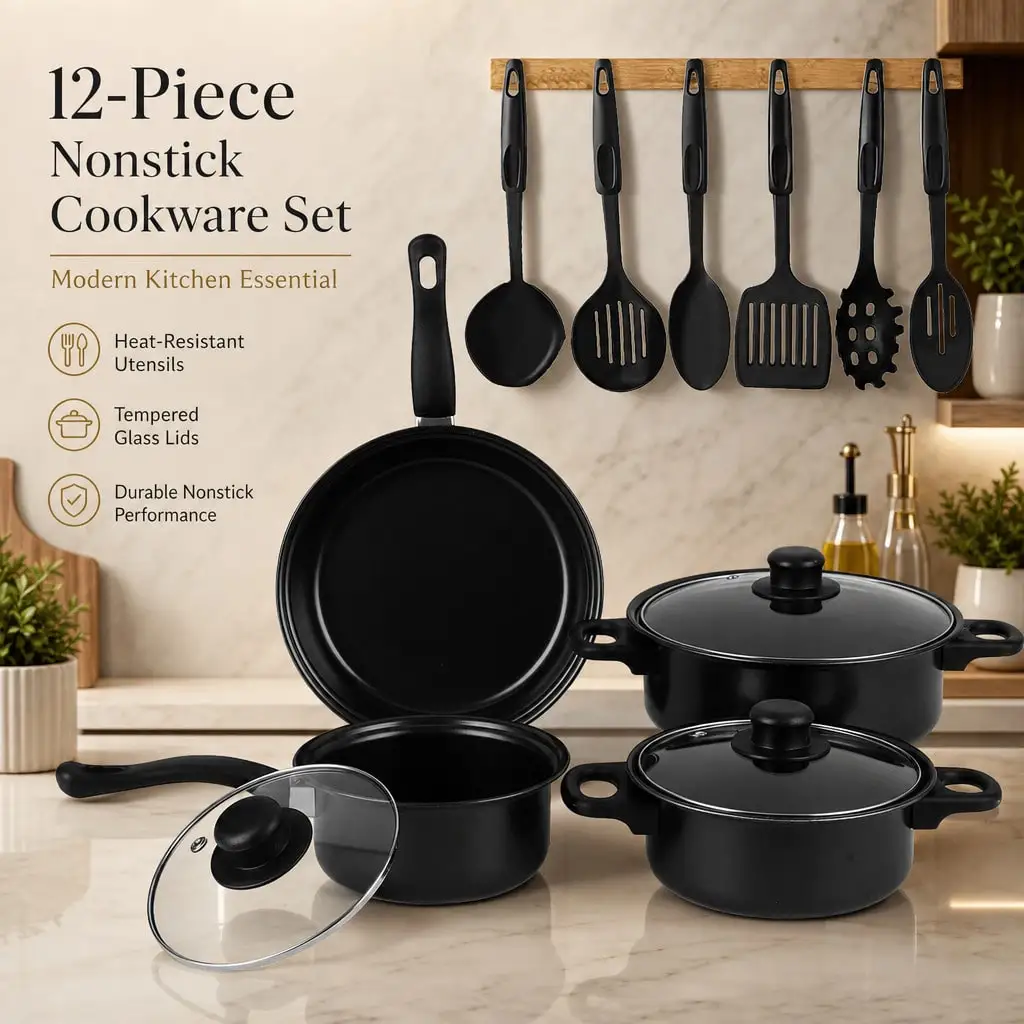 13-Piece Nonstick Cookware Set-Chef's-Classic-Stainless-Cookware-Collection, Dishwasher-Friendly, Induction Ready, Compatible With All Cooktops,Gift For Wedding, Ideal For New Home & Cooking Beginners(For Specific Details, Please Refer To The Figure)
13-Piece Nonstick Cookware Set-Chef's-Classic-Stainless-Cookware-Collection, Dishwasher-Friendly, Induction Ready, Compatible With All Cooktops,Gift For Wedding, Ideal For New Home & Cooking Beginners(For Specific Details, Please Refer To The Figure)