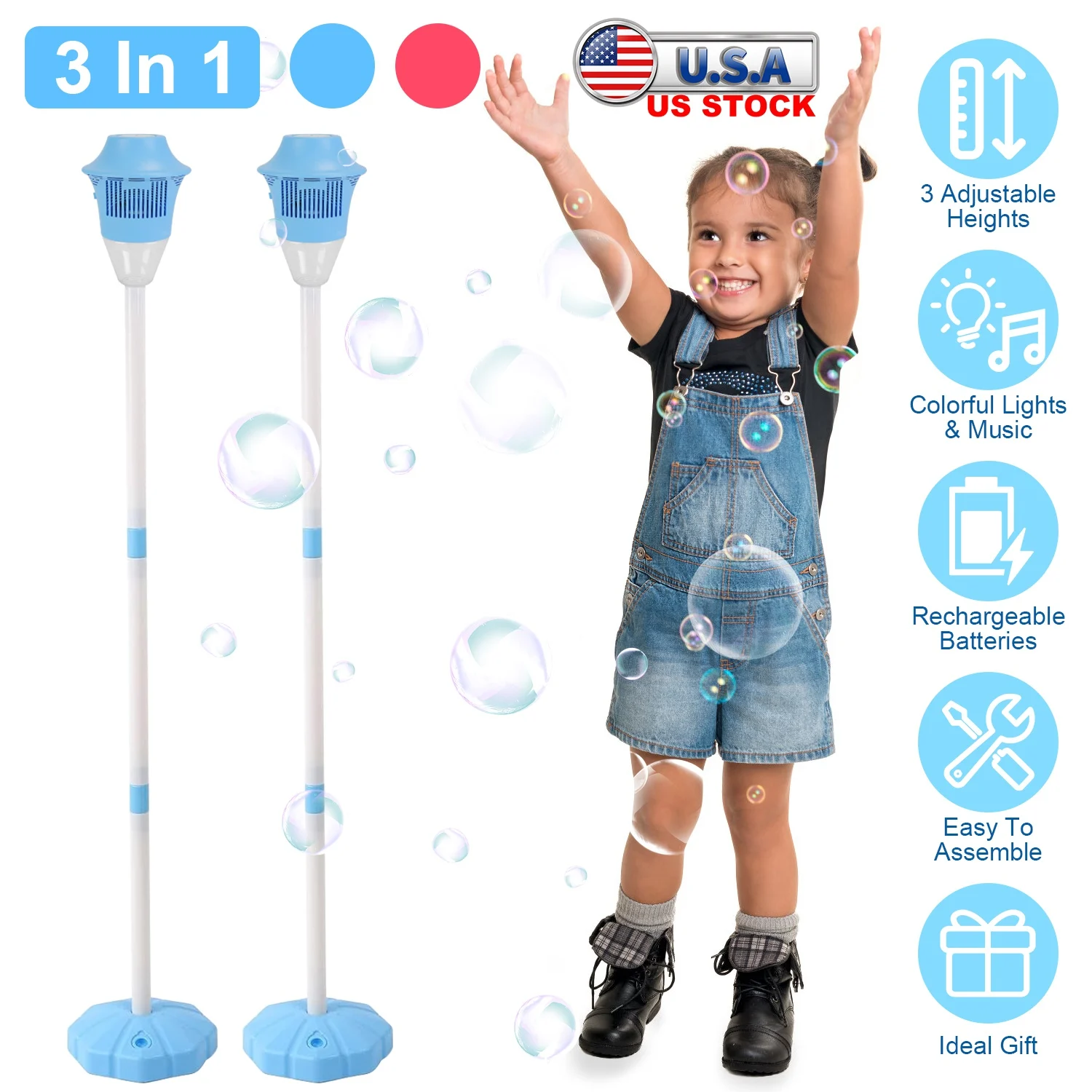 Standing Bubble Machine with Lights and Music Rechargeable Automatic Bubble Maker Stand 3 Adjustable Heights USA Stock Fast Shipping Outdoor Toys for Kids Toddler Party Wedding Yard Lawn Bubble Blower Toy 2 Packs
Standing Bubble Machine with Lights and Music Rechargeable Automatic Bubble Maker Stand 3 Adjustable Heights USA Stock Fast Shipping Outdoor Toys for Kids Toddler Party Wedding Yard Lawn Bubble Blower Toy 2 Packs