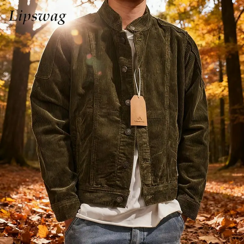 Стильные мужские вельветовые куртки-пальто, осень 202, уличная повседневная вельветовая рубашка на пуговицах с лацканами, мужская одежда, винтажные пальто
Стильные мужские вельветовые куртки-пальто, осень 202, уличная повседневная вельветовая рубашка на пуговицах с лацканами, мужская одежда, винтажные пальто