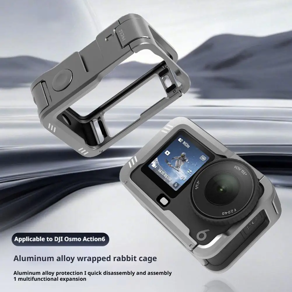 For DJI Action6 Metal Ultra Light Rabbit Cage Metal Frame Rabbit Cage