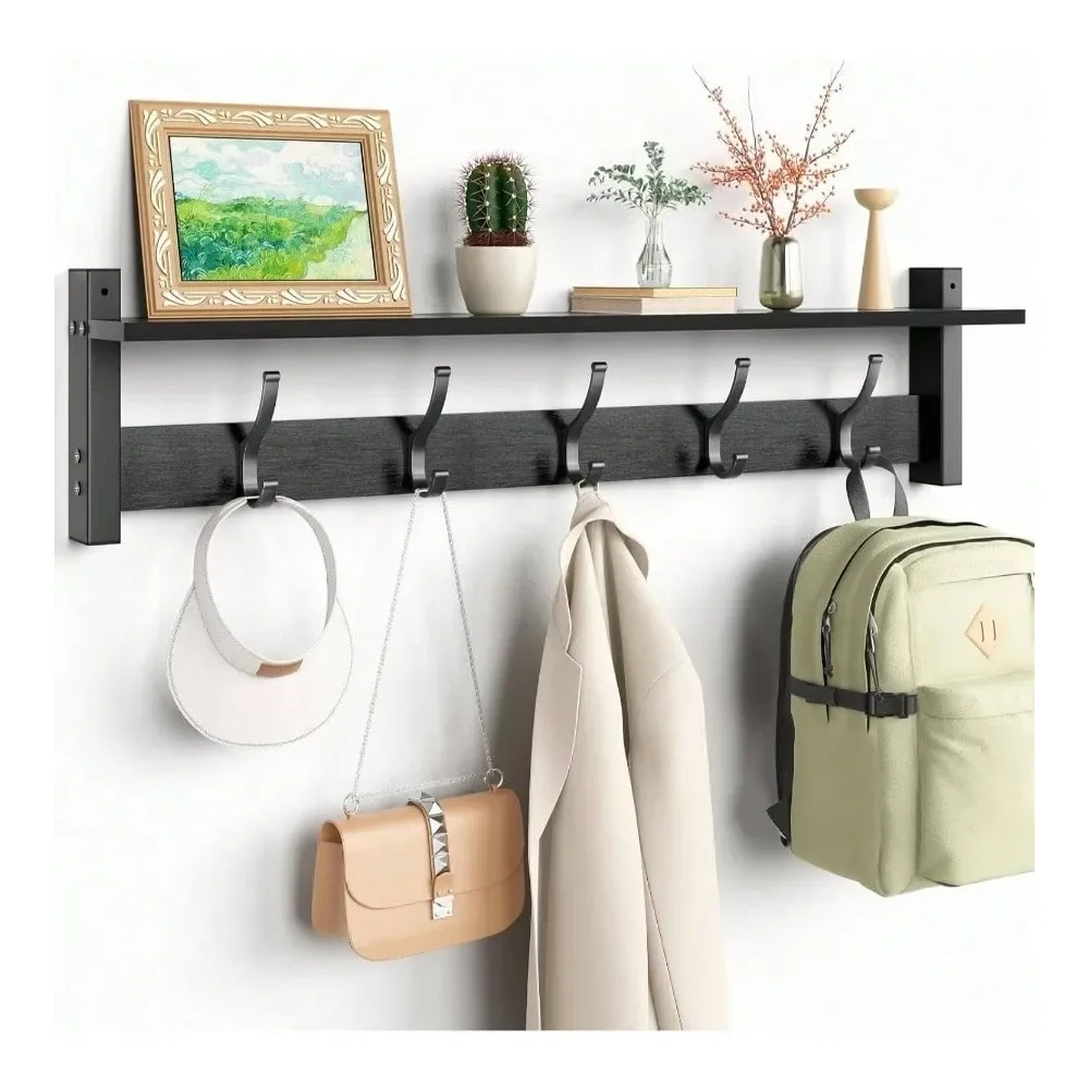 Rack Wall Mount With Shelf, 17.1 Inch Coat Hanger Walls Mounted, Hat Rack Walls, Shelf With 5 Coat Hooks, Wall Hanger Entryway
Rack Wall Mount With Shelf, 17.1 Inch Coat Hanger Walls Mounted, Hat Rack Walls, Shelf With 5 Coat Hooks, Wall Hanger Entryway