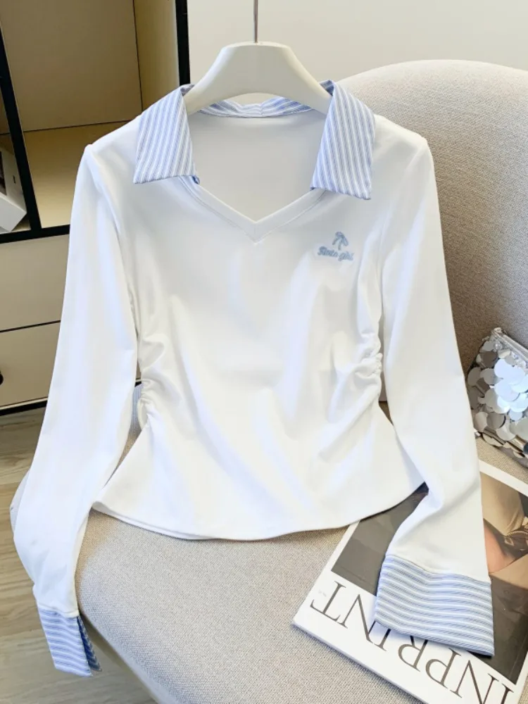 Spring 2026 Women's Long Sve T-irt Embroidered Waist-Cinching Stripe Patchwork Slimming Top Commute Sle Korean Version
Spring 2026 Women's Long Sve T-irt Embroidered Waist-Cinching Stripe Patchwork Slimming Top Commute Sle Korean Version