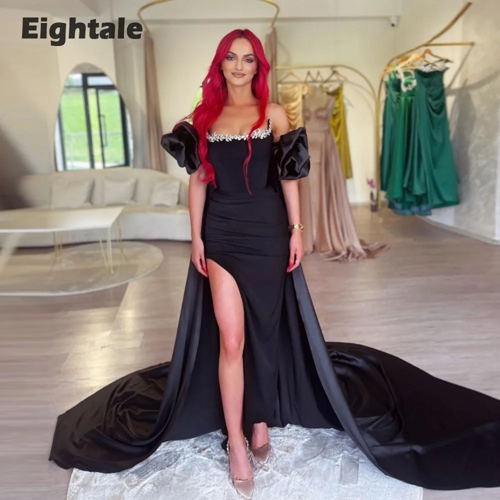 Eightale Formal Evening Dresses Arabic Black Beaded Mermaid Satin Party Prom Gowns with Detachable Sleeves robe de soirée
Eightale Formal Evening Dresses Arabic Black Beaded Mermaid Satin Party Prom Gowns with Detachable Sleeves robe de soirée