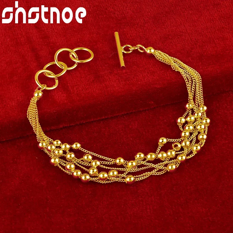 SHSTONE 18K Gold Multi Chain Multi Smooth Beads Bracelet For Woman Fashion Party Wedding Engagement Charm Jewelry Christmas Gift
SHSTONE 18K Gold Multi Chain Multi Smooth Beads Bracelet For Woman Fashion Party Wedding Engagement Charm Jewelry Christmas Gift