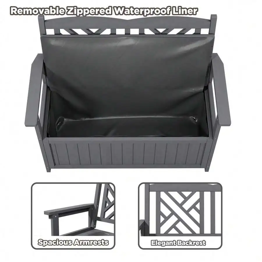 Outdoor Wooden Storage Bench With Removable Waterproof Liner For Patio Garden Gray
Outdoor Wooden Storage Bench With Removable Waterproof Liner For Patio Garden Gray