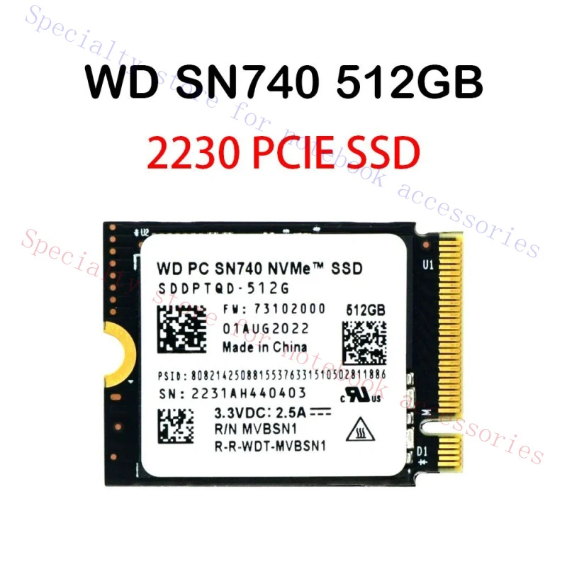 R+ FOR WD SN740 512GB M.2 2230 SSD NVMe PCIe4x4 For Steam Deck ASUS ROG Dell Laptop
R+ FOR WD SN740 512GB M.2 2230 SSD NVMe PCIe4x4 For Steam Deck ASUS ROG Dell Laptop