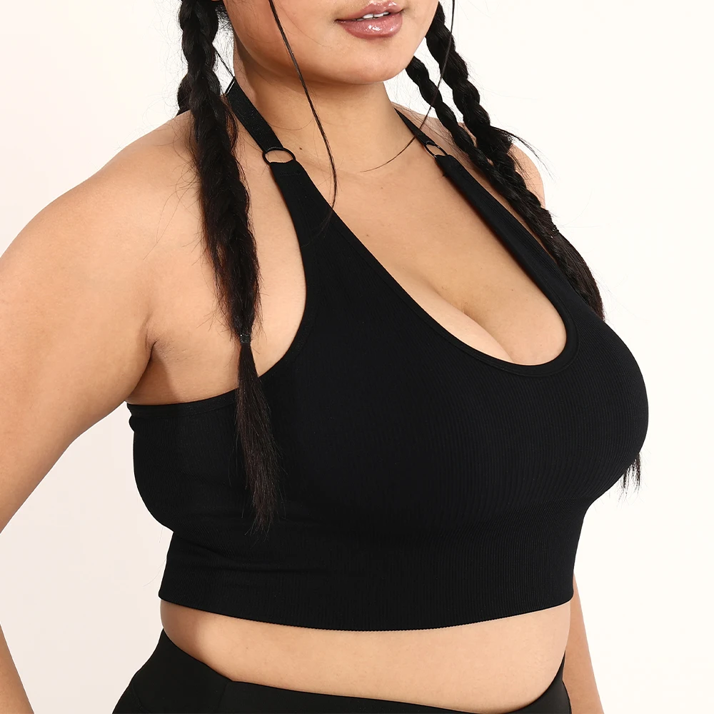 High Stretch Plus Size Solid Ribbed Ring Decor Seamless Sports Bra for Women Sport Yoga Gym Running Workout Women's Tops 0XL-3XL
High Stretch Plus Size Solid Ribbed Ring Decor Seamless Sports Bra for Women Sport Yoga Gym Running Workout Women's Tops 0XL-3XL