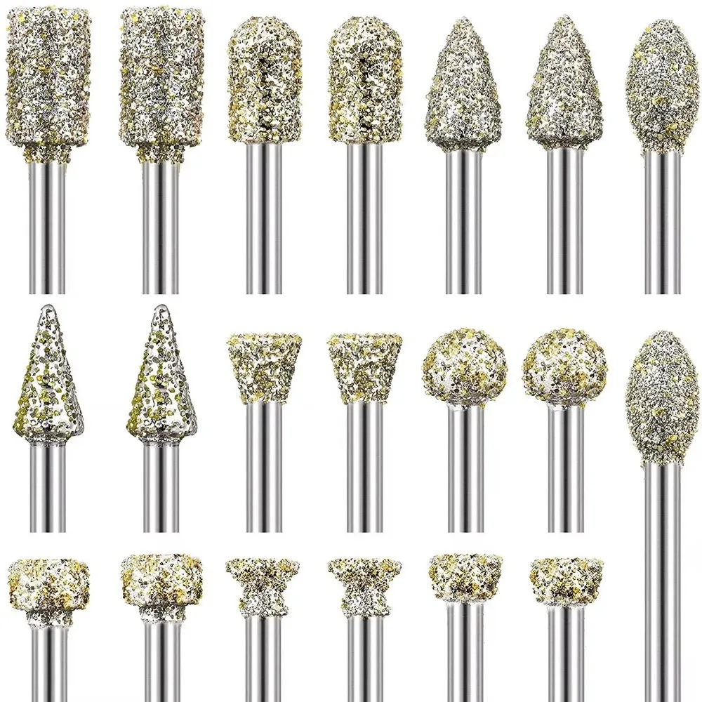 20pcs/set 3mm Diamond Burr Bits Cylindrical Variety of Shapes Shank Grinding Bit Stone Jade Carving Grinding Engraving Drill Bit
20pcs/set 3mm Diamond Burr Bits Cylindrical Variety of Shapes Shank Grinding Bit Stone Jade Carving Grinding Engraving Drill Bit