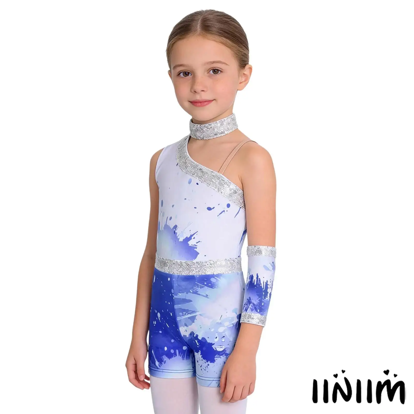 Girls 3 Pieces Ballet Jazz Dance Costumes Shiny Sequin Decor Asymmetric Sleeveless Gymnastics Bodysuit+Shorts+Fingerless Glove
Girls 3 Pieces Ballet Jazz Dance Costumes Shiny Sequin Decor Asymmetric Sleeveless Gymnastics Bodysuit+Shorts+Fingerless Glove