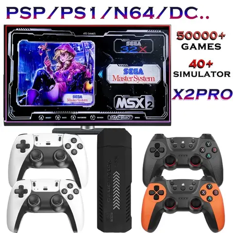 The X2 Pro Video Game Console Comes With 50,000 Retro Games and Over 40 Emulators, and Is Compatible With PS1/N64/PSP.