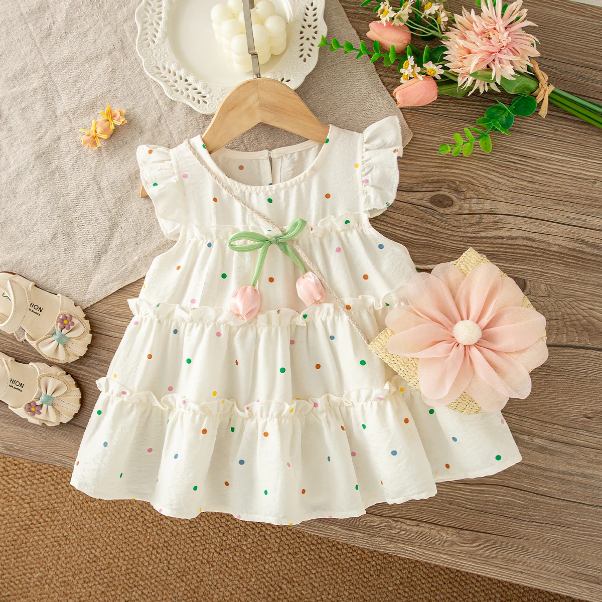 Baby Girl Dress Colored Polka Dot Bow Sleeveless Dress with Bag Girls Summer Daily Outfit OOTD
Baby Girl Dress Colored Polka Dot Bow Sleeveless Dress with Bag Girls Summer Daily Outfit OOTD