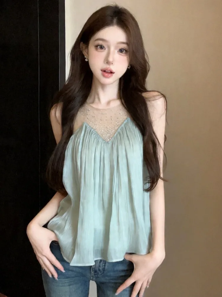 French Style Loose Fit Sleeveless Mesh Vest Women's Beautiful Small Fold Slimming Cover up Top City Walk Breathable Summer
French Style Loose Fit Sleeveless Mesh Vest Women's Beautiful Small Fold Slimming Cover up Top City Walk Breathable Summer