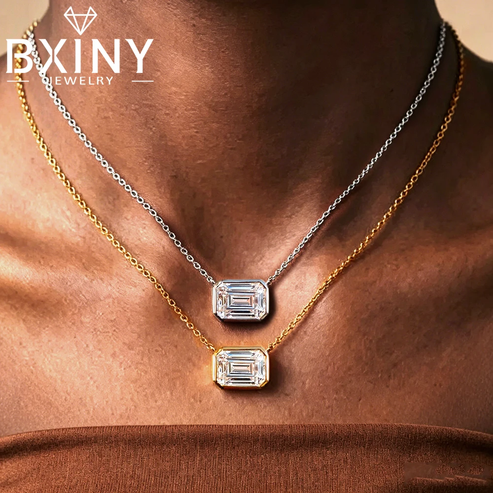 BXINY East West Bezel Set 2CT Emerald Cut Moissanite Pendant Necklace S925 Silver Diamond NeckChain for Women Party Jewelry Gift
BXINY East West Bezel Set 2CT Emerald Cut Moissanite Pendant Necklace S925 Silver Diamond NeckChain for Women Party Jewelry Gift