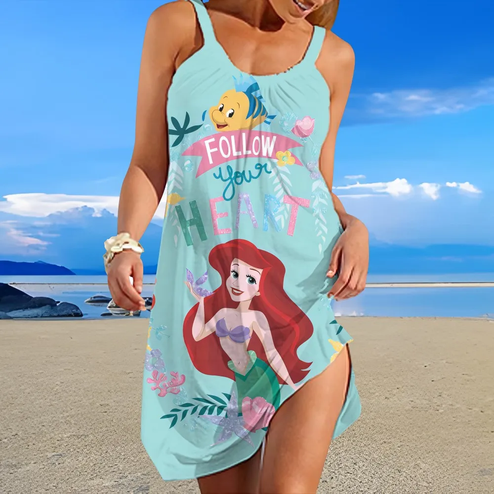 Women's summer new fashion sexy suspender dress Disney princess pattern printed comfortable loose knee-length beach skirt
Women's summer new fashion sexy suspender dress Disney princess pattern printed comfortable loose knee-length beach skirt