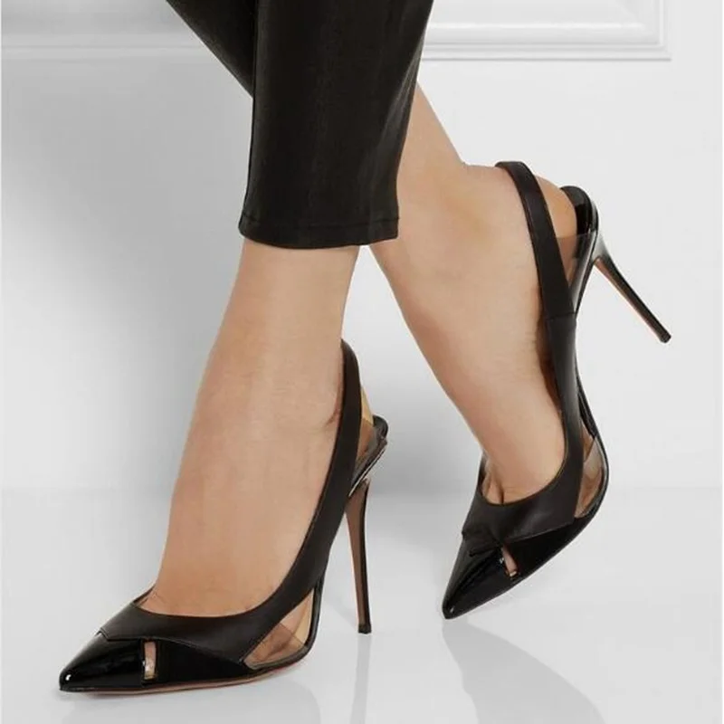 Black and Clear PVC Slingback Pumps Hollow Cutout Pointed Toe Stiletto Heels Shoes 12CM 0CM 8CM Shallow Patchwork Dress Shoes
Black and Clear PVC Slingback Pumps Hollow Cutout Pointed Toe Stiletto Heels Shoes 12CM 0CM 8CM Shallow Patchwork Dress Shoes