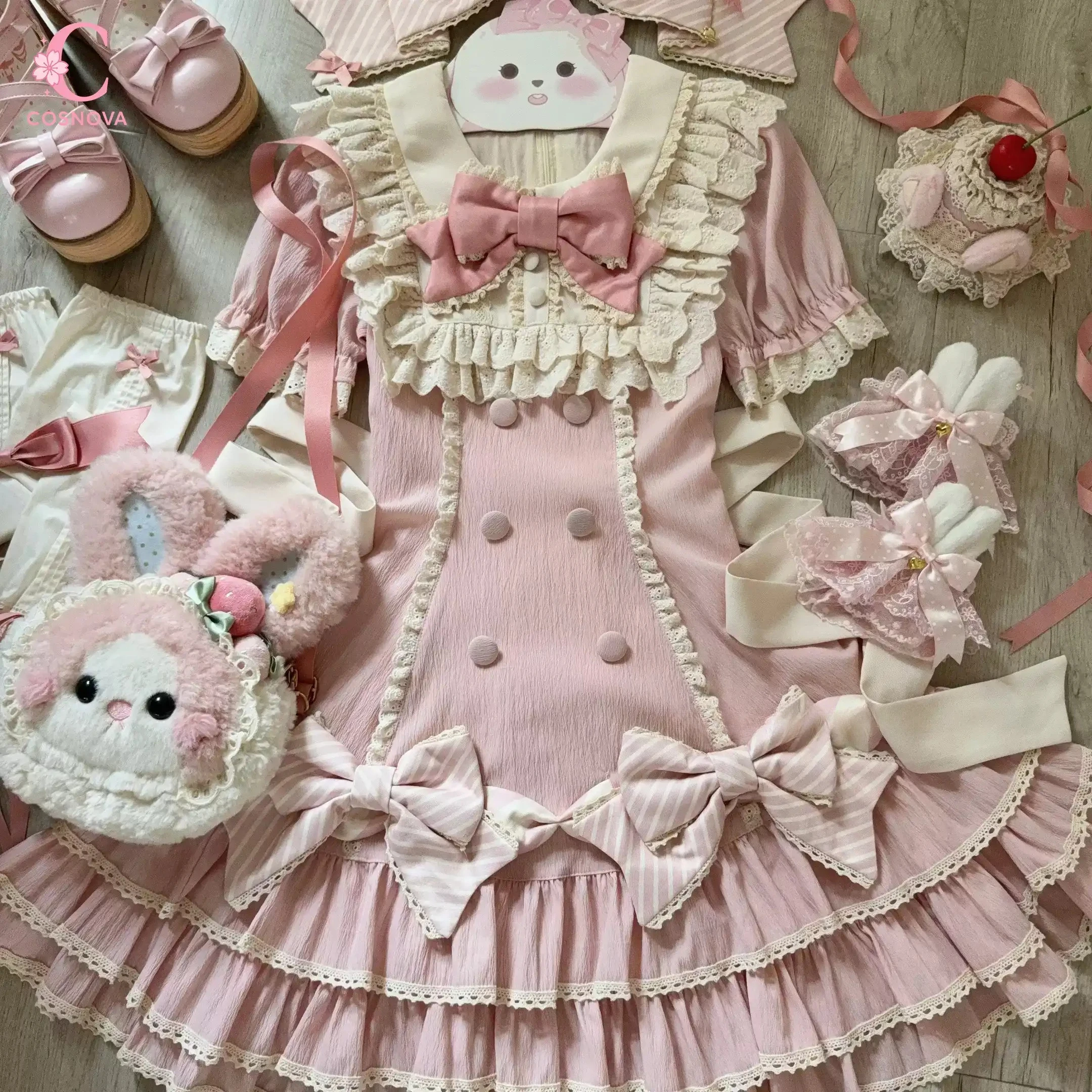 Sweet Lolita Summer Puff Sleeve Ruffle Bow Doll Collar Dresses Female High Waist Cake Skirt Bow Design Dress Sweet Lolita Party
Sweet Lolita Summer Puff Sleeve Ruffle Bow Doll Collar Dresses Female High Waist Cake Skirt Bow Design Dress Sweet Lolita Party