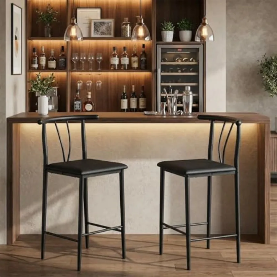 Bar Stools, 25 Inch Counter Height Stools with Back for Kitchen Island, Faux Leather Metal Legs Upholstered Armless Stool, Bar
Bar Stools, 25 Inch Counter Height Stools with Back for Kitchen Island, Faux Leather Metal Legs Upholstered Armless Stool, Bar