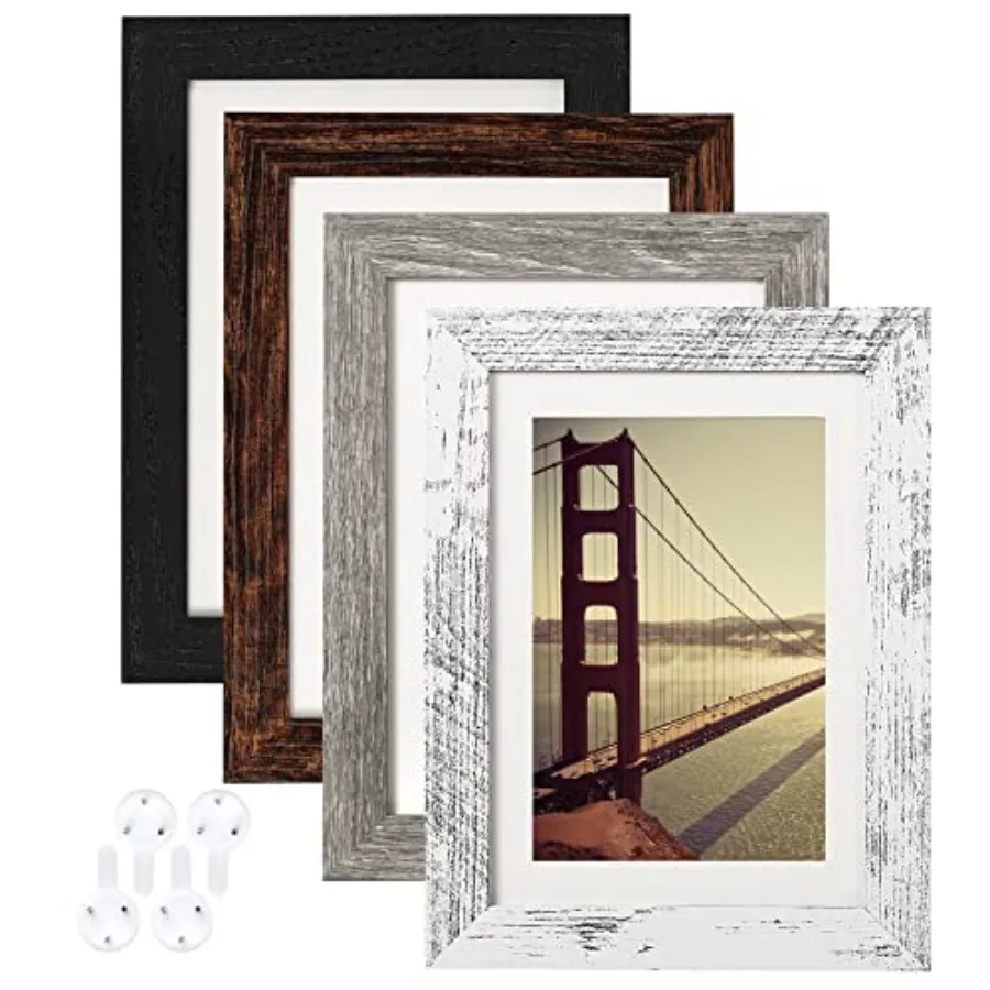Picture Frame Distressed Farmhouse Wood Pattern Set of 4, Display with Mat or Without Mat
Picture Frame Distressed Farmhouse Wood Pattern Set of 4, Display with Mat or Without Mat