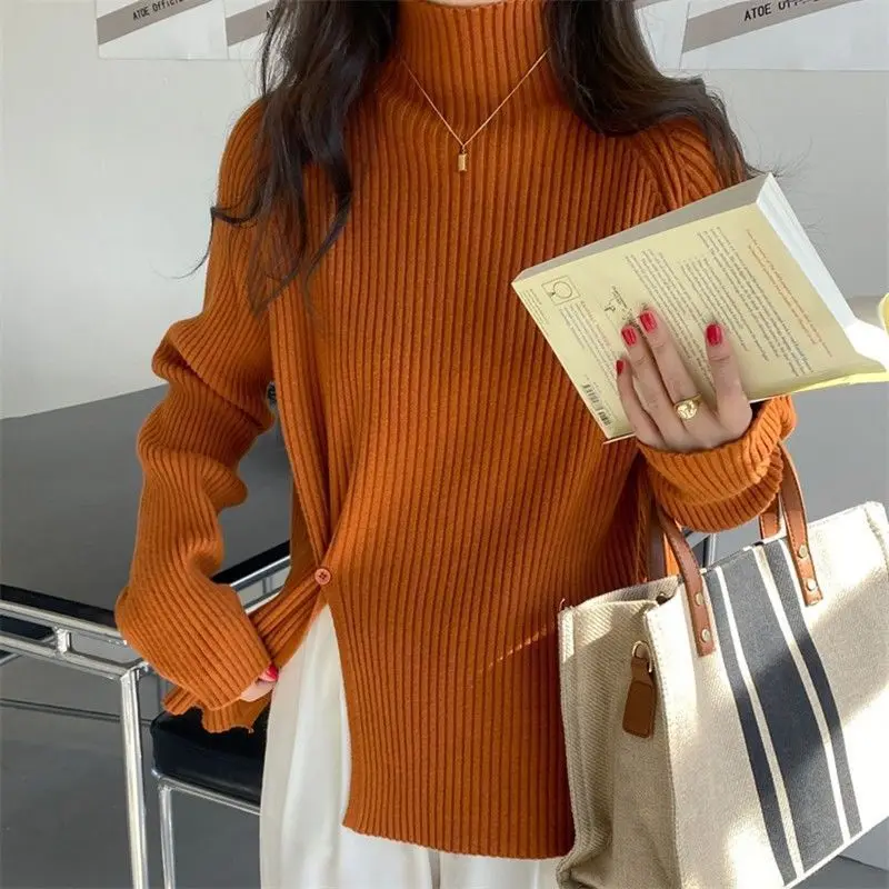 Women Fashion Loose Knit Sweater 2023 Autumn Winter New Half High Collar Long Sleeve Female Solid Pullovers Ladies Tops Q05
Women Fashion Loose Knit Sweater 2023 Autumn Winter New Half High Collar Long Sleeve Female Solid Pullovers Ladies Tops Q05