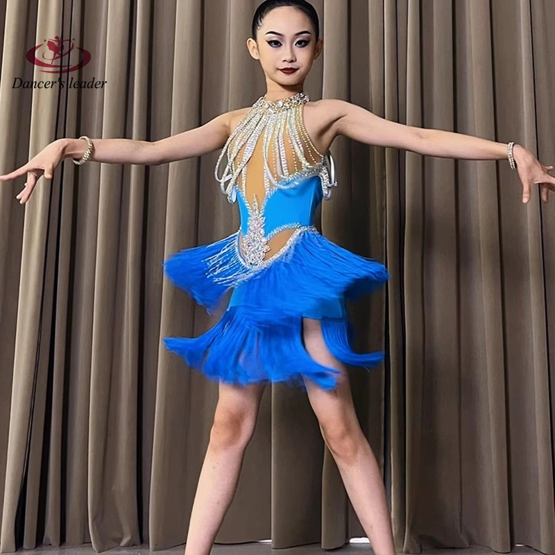 Latin Dance Diamond Professional Flower Dress with Diamond Strip Collar, Tassel, Samba Children's Girls' Performance Dress
Latin Dance Diamond Professional Flower Dress with Diamond Strip Collar, Tassel, Samba Children's Girls' Performance Dress
