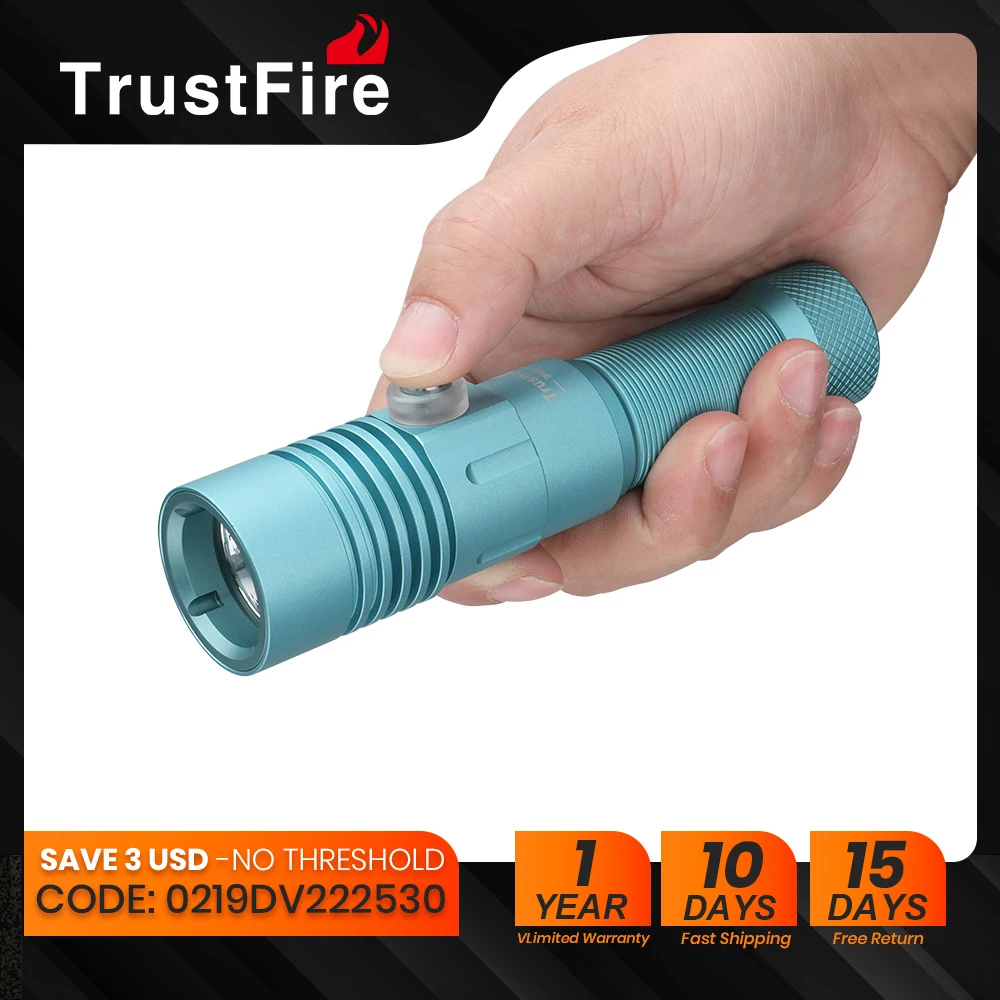 Trustfire DV22 Scuba 2000lm Powerful Diving Flashlight Aluminum Alloy Dive Torch 21700 Battery Diving Lantern With Lock Mode
Trustfire DV22 Scuba 2000lm Powerful Diving Flashlight Aluminum Alloy Dive Torch 21700 Battery Diving Lantern With Lock Mode