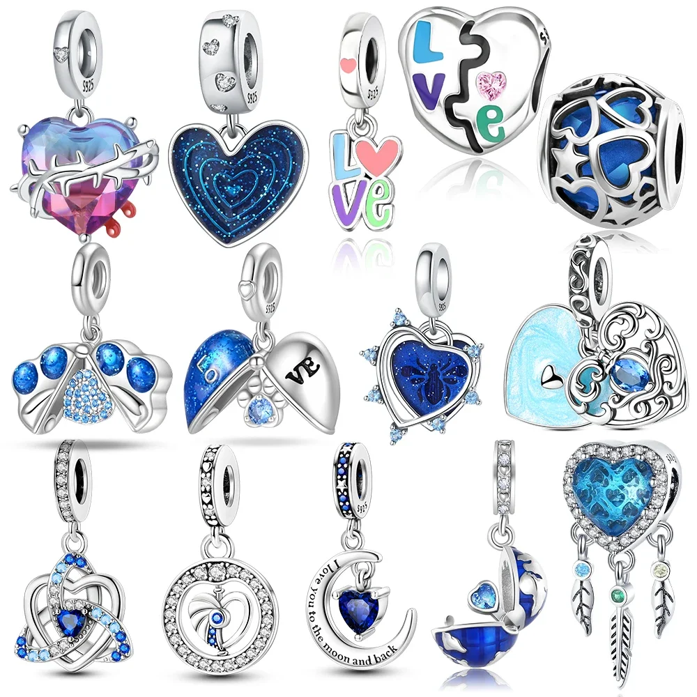 Оригинальный браслет из серебра 925 пробы с синим пером и цирконием, подвеска в виде открытого сердца, бусины, подходит для браслета, женские украшения, сделай сам, юбилей, прекрасный подарок
Оригинальный браслет из серебра 925 пробы с синим пером и цирконием, подвеска в виде открытого сердца, бусины, подходит для браслета, женские украшения, сделай сам, юбилей, прекрасный подарок