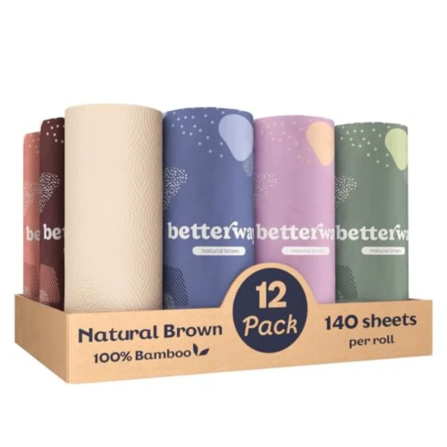 Bamboo Paper Towels 12 Pack - Unbleached Non Toxic PFAS Free - 140 Sheets/Roll 2-Ply No Plastic No Dyes Eco Friendly Compostabl
Bamboo Paper Towels 12 Pack - Unbleached Non Toxic PFAS Free - 140 Sheets/Roll 2-Ply No Plastic No Dyes Eco Friendly Compostabl